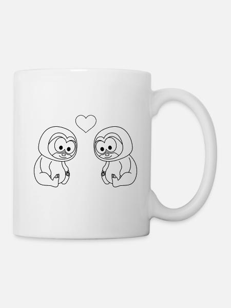 Faultier Comic Paar liebe - Tasse - Weiß