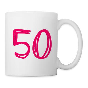50 JAHRE. 50-jähriges Jubiläum. GEBURTSTAG 50 JAHRE. 50 - Tasse - Weiß - Rechts