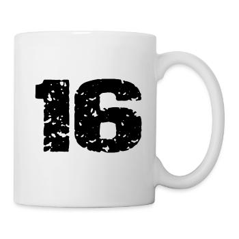 16 Maillot numéro - Mug blanc - blanc - Droite