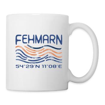 Fehmarn GPS Koordinaten Ostsee Insel Meer - Tasse - Weiß - Rechts