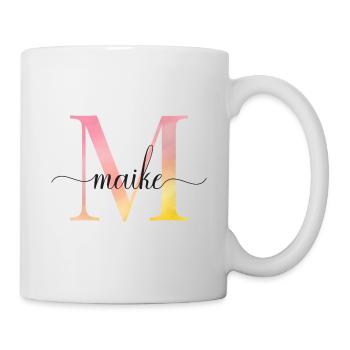 M | Monogramm | Name | Maike |Watercolor - Tasse - Weiß - Rechts