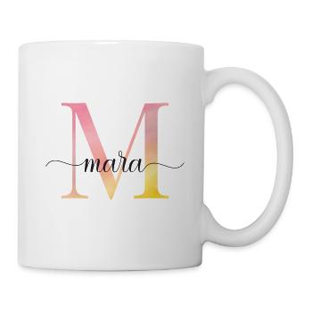 M | Monogramm | Name | Mara |Watercolor - Tasse - Weiß - Rechts