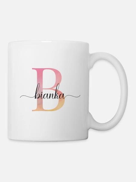 B | Monogramm | Name | Bianka |Watercolor - Tasse - Weiß