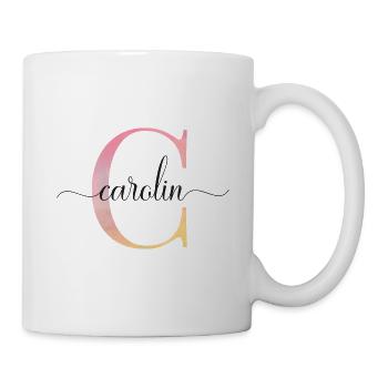 C | Monogramm | Name | Carolin |Watercolor - Tasse - Weiß - Rechts