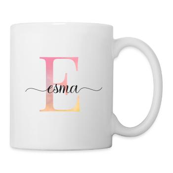 E| Monogramm | Name | Esma |Watercolor - Tasse - Weiß - Rechts