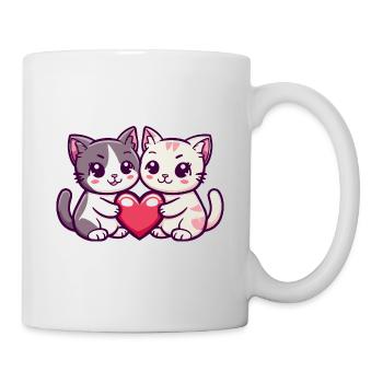 Katze Comic Paar Liebe - Tasse - Weiß - Rechts