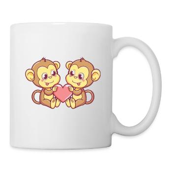 Affe Comic Paar Liebe - Tasse - Weiß - Rechts