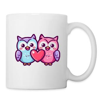 Hibou Bande Dessinée Couple Amour - Mug blanc - blanc - Droite
