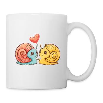 Schnecke Paar Verliebt Tier Valentinstag - Tasse - Weiß - Rechts