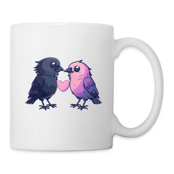 Rabe Paar Krähe Verliebt Tiere Valentinstag - Tasse - Weiß - Rechts