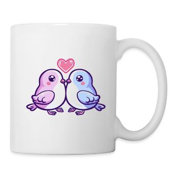 Taube Paar Verliebt Vogel Peace Valentinstag - Tasse - Weiß - Rechts