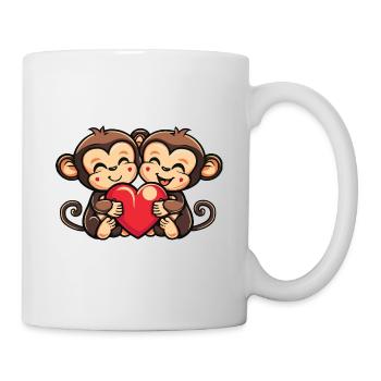 Singe Couple Amour Couple Amoureux - Mug blanc - blanc - Droite