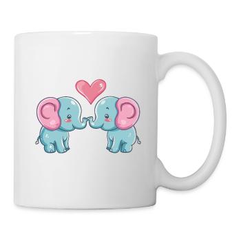 Elefant Paar Liebe Couple Verliebt - Tasse - Weiß - Rechts