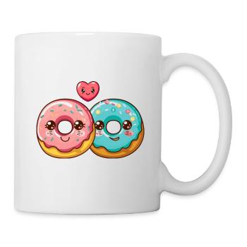 Donuts Paar Liebe Herz Lustig - Tasse - Weiß - Rechts