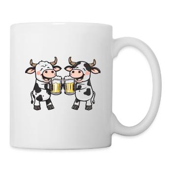 Kuh Comic Bier Lustig Saufen - Tasse - Weiß - Rechts