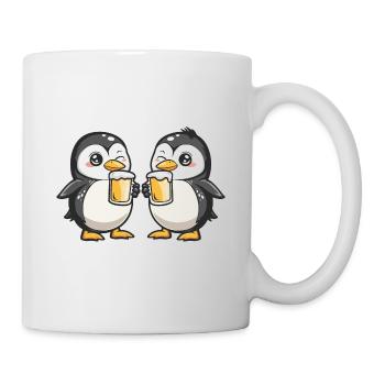 Pinguin Comic Bier Lustig Saufen - Tasse - Weiß - Rechts