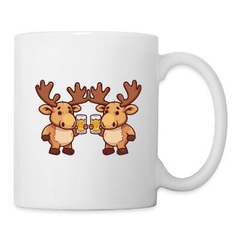 Elch Comic Bier Lustig Saufen - Tasse - Weiß - Rechts