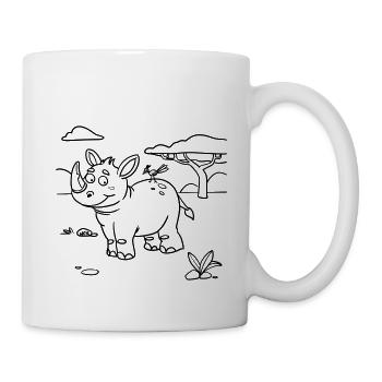 Nashorn-Malspaß für Kinderbekleidung, Taschen, etc - Tasse - Weiß - Rechts