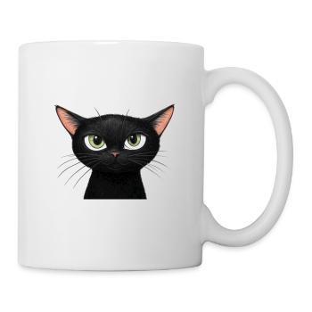 Schwarze Katze - Tasse - Weiß - Rechts