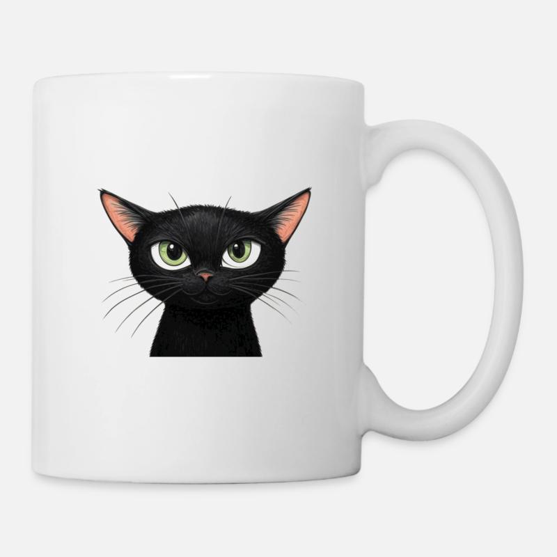Schwarze Katze - Tasse - Weiß