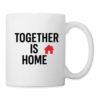 Warme Familie zusammen Hausgrafik - Tasse - Weiß - Rechts