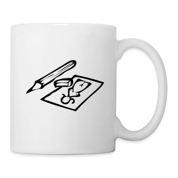Pencil eraser and picture of woman - Mug - white - Right