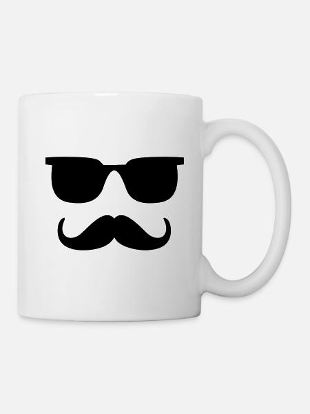 Bart Sonnenbrille Trend Style Geschenk für Männer - Tasse - Weiß