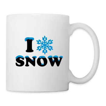 Schnee Winter, I LOVE, Schneeflocke, Apres Ski, - Tasse - Weiß - Rechts