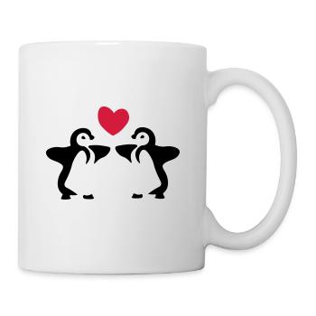 Pinguin Geschwister / Zwillinge / Geschenkidee - Tasse - Weiß - Rechts