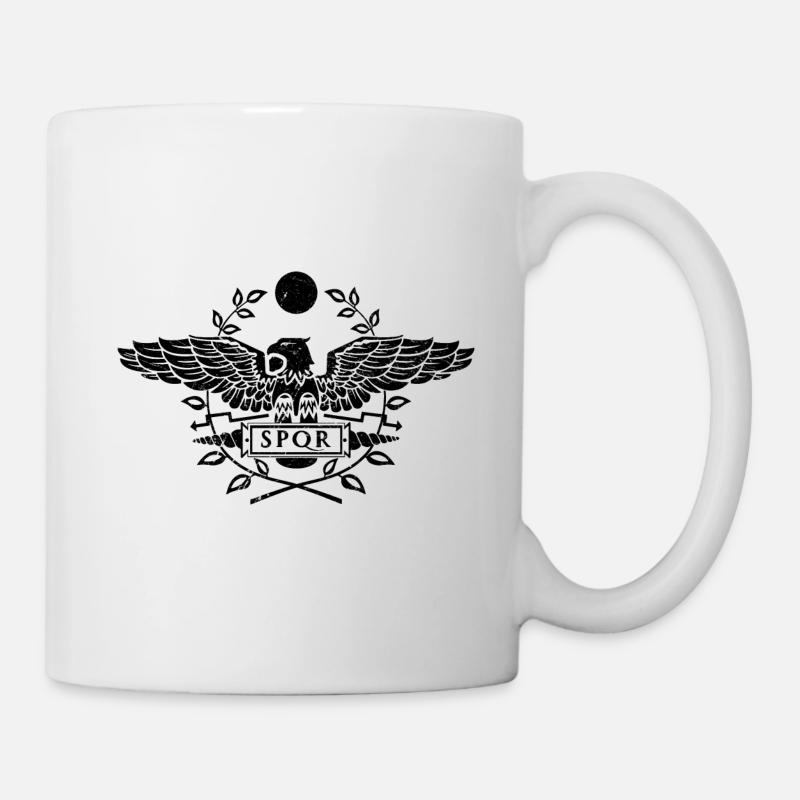 SPQR Aigle Légion romaine Drapeau Armoiries Empire - Mug blanc - blanc