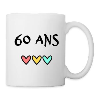 60 ANS. 60e ANNIVERSAIRE. ANNIVERSAIRE 60 ANS. 60 - Mug blanc - blanc - Droite