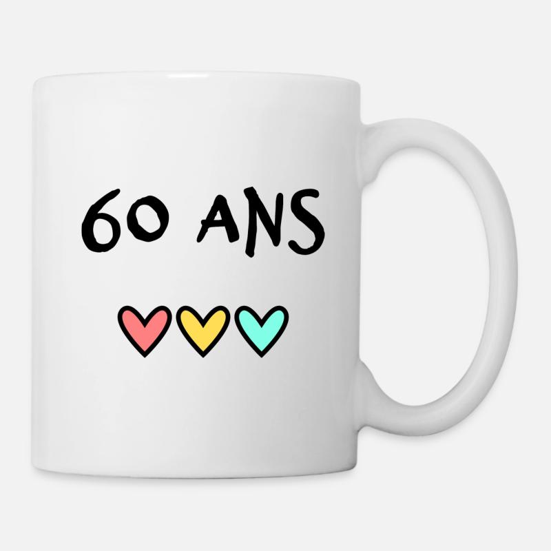 60 ANS. 60e ANNIVERSAIRE. ANNIVERSAIRE 60 ANS. 60 - Mug blanc - blanc