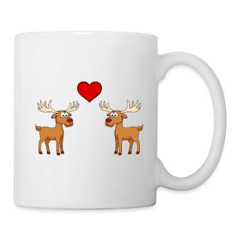 Elch Comic Paar Liebe - Tasse - Weiß - Rechts