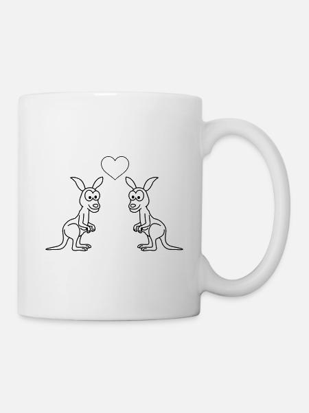 Kangaroo Comic Paar Liebe - Tasse - Weiß