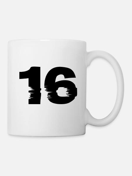 16 Zahl - Tasse - Weiß