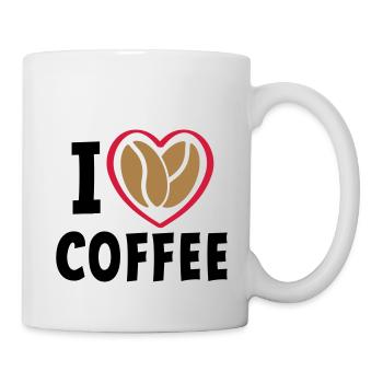 Slogan love coffee, I love coffee. Heart - Mug - white - Right