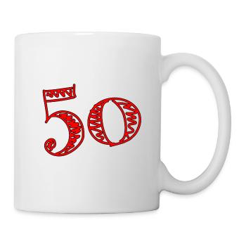 50 YEARS. 50th ANNIVERSARY. BIRTHDAY 50 YEARS. 50 - Mug - white - Right