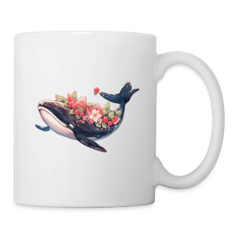 Whale with Flowers and Fruits Whale Artwork - Mug - white - Right