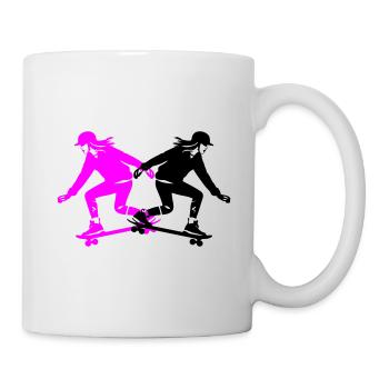 Skateboarding Woman Silhouette Skateboard - Mug - white - Right