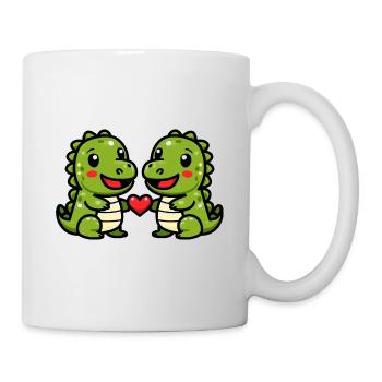 Alligator Comic Animal Couple Love - Mug - white - Right