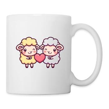 Schaf Comic Paar Liebe - Tasse - Weiß - Rechts
