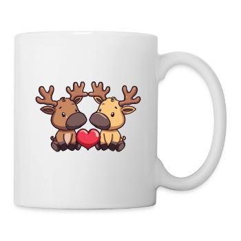 Elch Comic Paar Liebe - Tasse - Weiß - Rechts