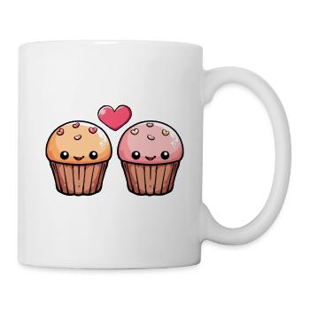 Cupcake Couple Amour Coeur Saint Valentin - Mug blanc - blanc - Droite