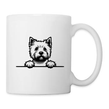 Peeking Westie - West Highland Terrier Vektor - Tasse - Weiß - Rechts