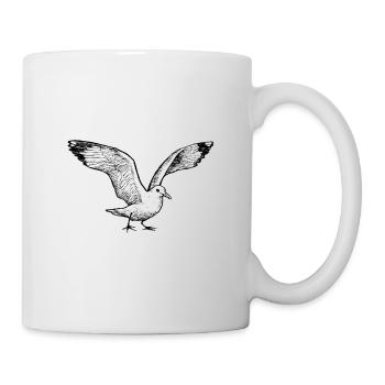 Freche Fischbrötchen-Möwe - Tasse - Weiß - Rechts