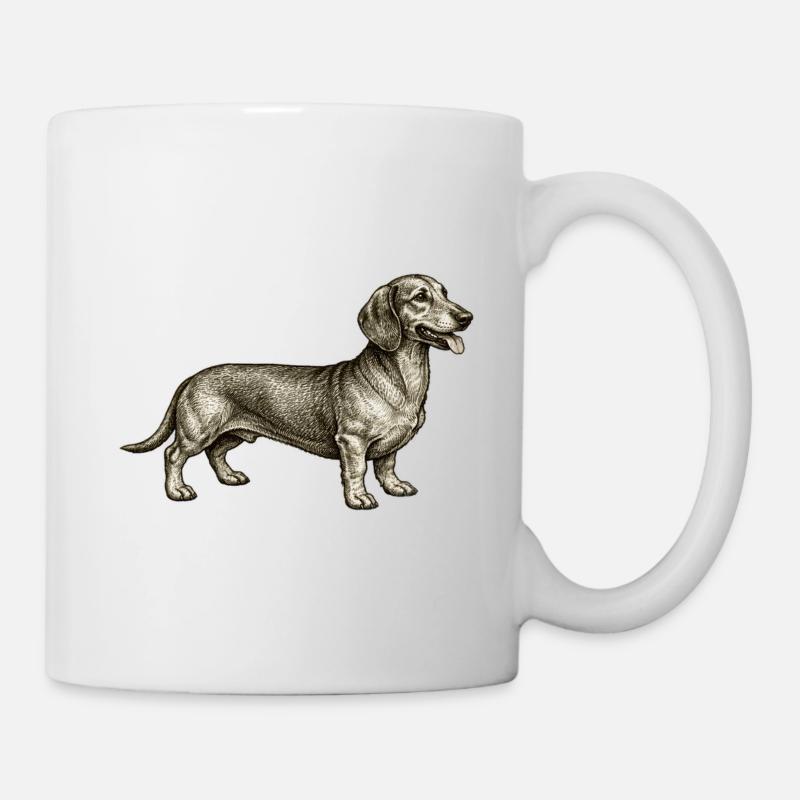 Dackel Vintage Illustration - Tasse - Weiß