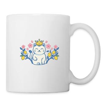 Chat avec une couronne parmi les fleurs - Mug blanc - blanc - Droite