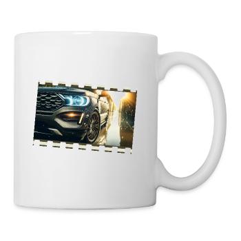 Eleganz im Detail – Modernes Auto in regnerischer Umgebung - Tasse - Weiß - Rechts