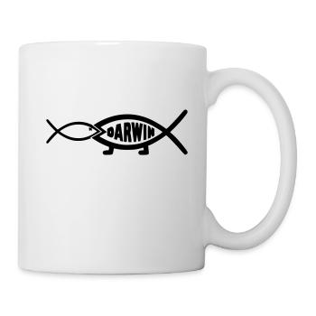 Darwin Fisch frisst Jesus Fisch - Religionskritik - Tasse - Weiß - Rechts