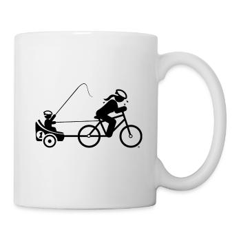MAMA DRAWS BIKE TRAILER WITH CHILD BY SUBGIRL - Mug - white - Right